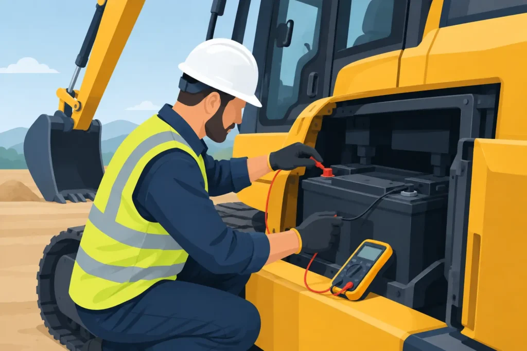 How to Test Excavator Batteries Before Downtime